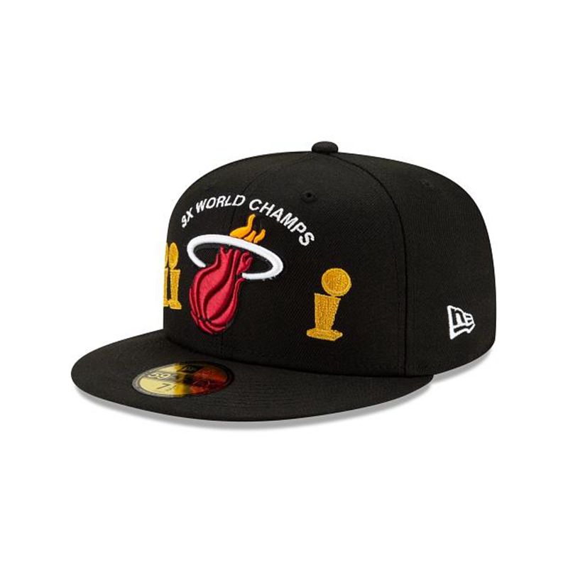 NBA Miami Heat Championship Trophy 59Fifty Fitted (GRD1543) - Black New Era Caps